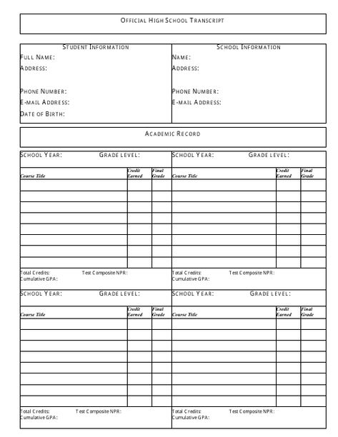 Teacher Checklist Template, High School Transcript Template, Transcript Template, Homeschool Transcripts, Teacher Checklist, High School Transcript, Senior Secondary School, Daily Schedule Template, Homeschool Supplies