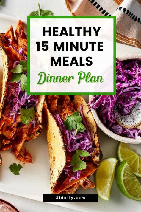 Weeknight Dinner Plan: 15 Minute Healthy Spring Dinners this week. From salads to 4 ingredient pasta, tacos, and a favorite takeout, in 15 minutes. 20 Min Healthy Dinners, 15 Minute Healthy Dinners, Healthy 15 Minute Meals, 15 Minute Dinners Healthy, Smoked Salmon Salad Recipes, 15 Minute Meals Dinners, Spring Dinners, Easy Diner, 31 Daily