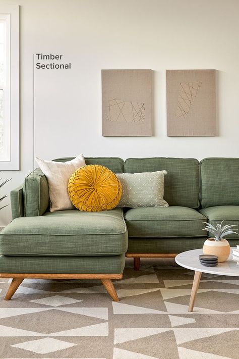 Same great design, new lower prices. A whole bunch of styles you know and love just got even more lovable. Modern Green Living Room, Green Couch Living Room, Velvet Sofa Living Room, Modern Style Living Room, Spacious Sofa, Linen Cushions, Green Couch, Mid Century Living Room, Living Room Sofa Design