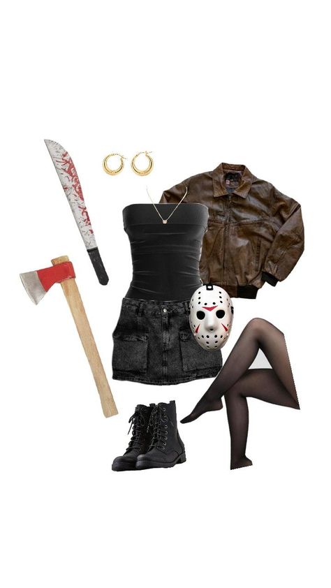 Jason Halloween Costume, Black Dress Halloween Costume, Black Halloween Costumes, Horror Halloween Costumes, Costume Ideas Women, Costume Ideas For Couples, Classy Halloween Costumes, Matching Halloween Costumes, Halloween Costume Ideas For Women