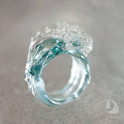 Surfer Jewelry, Wave Jewelry, Magical Jewelry, Wave Ring, Jewelry Blue, Water Glass, Ocean Wave, Fantasy Jewelry, Girly Jewelry