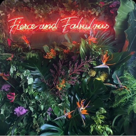 Stay Wild Custom Design LED Neon Signs Portable Wireless | Etsy Tropical Floral Installation, Tropical Installation, Neon Jungle Party, Foliage Wall, Neon Jungle, Selfie Wall, London Party, City Flowers, Jungle Wall