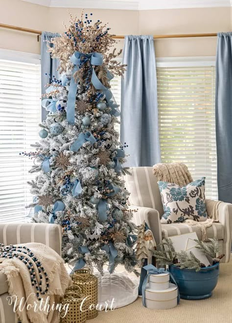 Baby Blue Christmas Trees, Sky Blue And Silver Christmas Tree, Powder Blue Christmas Tree, Light Blue And Silver Christmas Decor, Baby Blue Christmas Tree Decorations, Blue And Grey Christmas Decor, Blue Champagne Christmas Tree, Blue And Cream Christmas Decor, Shades Of Blue Christmas Tree