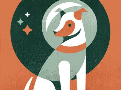 First Dog in Space #vector #dog #portrait #animal #illustration #texture #retro #simple #stylized #circle #4_color Dog In Space, Laika Dog, First Dog, Space Dog, Dog Poster, Dog Logo, Dog Illustration, 로고 디자인, In Space