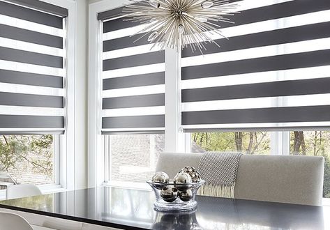 Modern Window Blind, Outdoor Blinds Patios, Persiana Sheer Elegance, Automatic Blinds, Sheer Blinds, Patio Blinds, Bathroom Blinds, Zebra Blinds, Modern Blinds