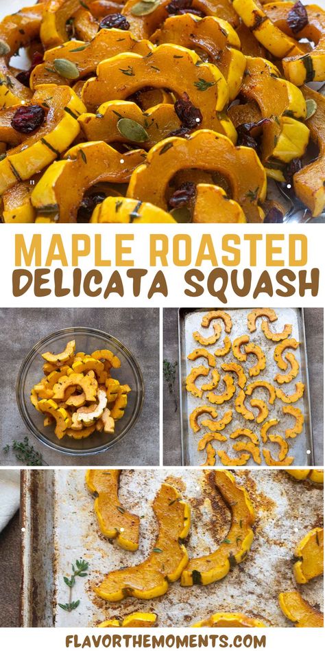 Maple Roasted Delicata Squash Roast Whole Butternut Squash, Delicata Squash Roasted, Delicata Squash Recipe, Roasted Delicata Squash, Winter Holiday Recipes, Slow Cooker Turkey Chili, Autumn Side Dishes, Roasted Butternut Squash Soup, Delicata Squash