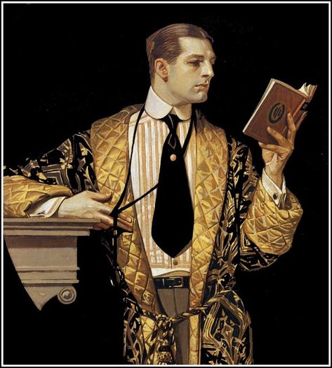 J.C. Leyendecker 'The Arrow Collar Man reading book' 1916 Leyendecker Art, Arte Pulp, Ivory Soap, Art Deco Illustration, American Illustration, Jazz Age, Wallpaper Vintage, Mode Inspo, Mode Vintage