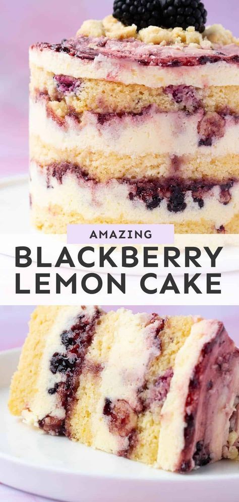 Blackberry Jam Cake with Brown Sugar Buttercream Lemon Blackberry Cake, Blackberry Jam Cake, Milk Bar Cake, Brown Sugar Buttercream, Berry Cake Recipe, Nyc Looks, Blackberry Dessert, Blackberry Lemon, Jam Cake