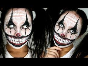 Killer Clown Makeup Tutorial | Easy Scary Clown | 31 Days of Halloween - YouTube Clown Make Up Tutorial, Clown Sfx Makeup, Bob's Burgers Halloween Costume, Clown Makeup Easy, Killer Clown Makeup, Clown Makeup Tutorial, Haunt Makeup, Creepy Clown Makeup, Clown Ideas