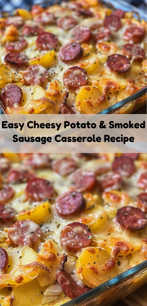 Want a tasty casserole recipe? This Easy Cheesy Potato & Smoked Sausage Casserole is perfect for any meal. Easy to make and delicious, explore more smoking sausage recipes and potato dinner recipes here! Potato And Smoked Sausage Casserole, Potato Smoked Sausage Casserole, Smoked Sausage And Potato Recipe, Smoked Sausage Casserole, Sausage Casserole Recipes, Smoked Sausage Recipes, Sausage Dinner, Potato Dinner, Sausage Dishes