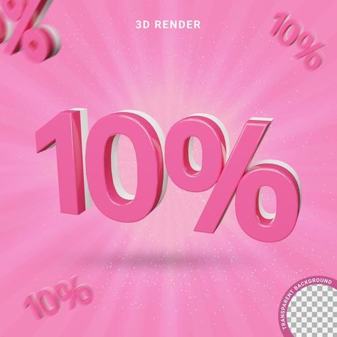 Percent Sign, 3d Text Effect, Pink Sale, 3d Text, Number 10, Prayer Board, Text Effect, Pink Design, Text Effects