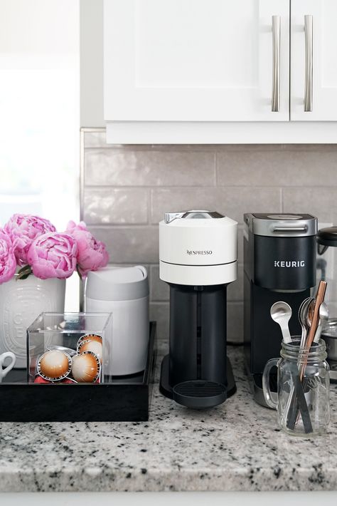 Home Kitchen Nespresso Vertuo Next and Keurig K-Mini Coffee Station Nespresso Vertuo, Nespresso Vertuo Plus Station, Mini Keurig Coffee Station, Nespresso Vertuo Coffee Bar Ideas, Nespresso And Keurig Station, Nespresso Station Coffee Corner, Nespresso Station, Nespresso Coffee Station, Nespresso Coffee Bar Ideas