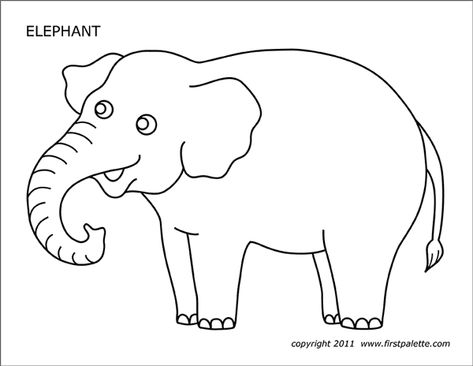 Elephant | Free Printable Templates & Coloring Pages | FirstPalette.com Elephant Template, Elmer The Elephants, Elephant Coloring, Elephant Coloring Page, Free Printable Templates, Elephant Colour, Elephant Applique, Elephant Pictures, Business Card Template Psd