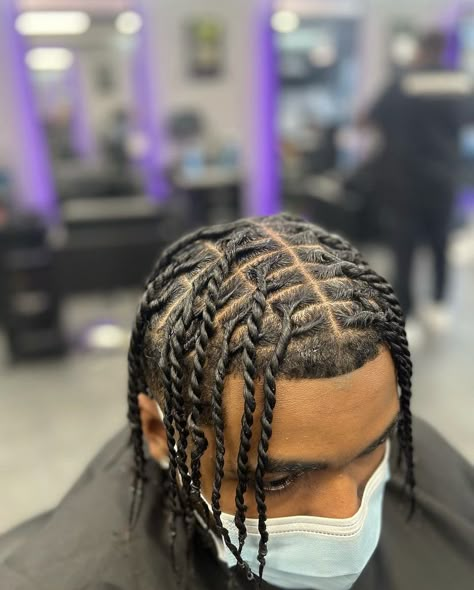 Men’s Rope Twist, Uk Braids Men, 2stand Twist Men, Big Twist Braids Hairstyles Men, Long 2 Strand Twist Men, Mixed Guy Hairstyles Braids, Guys Twist Hairstyle, Braids With Curls Men, 4c Braids Men