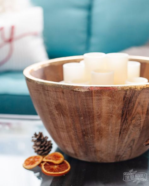 Wood Bowl Christmas Centerpiece, Wooden Bowl Decor Ideas Rustic, Large Wooden Bowl Decor Ideas, Large Bowl Decor Ideas, Wooden Bowl Decor, Wooden Bowls Decor Ideas, Wooden Bowls Centerpiece, Wooden Bowls Decor, Rustic Candle Centerpieces