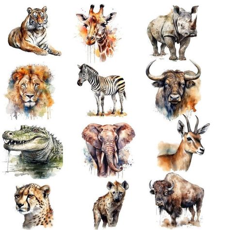 Expressive Delights: Watercolor Clipart Animals for Your Designs Zebra Clipart, Jungle Clipart, Watercolour Nursery Art, Creative Clips Clipart, Puppy Portraits, Teddy Bear Clipart, Cartoon Crazy, Forest Creatures, Price Reduction