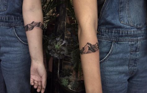 Mountain arm band for my client. Instagram @jamesvenicetattoo Mountains Arm Band Tattoo, Mountain Tattoo Arm Band, Mountain Tattoo Band, Mountain Arm Band Tattoo, Mountain Band Tattoo, Mountain Arm Tattoo, Tattoo 2022, Wrap Around Tattoo, Ink Therapy