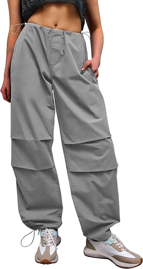 Y2K parachute pants cargo pants women baggy with pockets Y2k Parachute Pants, Trouser Ideas, Cargo Pants Women Baggy, Baggy Parachute Pants, Parachute Pants Outfit, Pant Outfits For Women, Womens Fashion Classy Casual, Y2k Street Style, Bootleg Pants