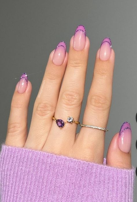 Sparkly Nail Designs, Future Nails, Uñas Ideas, Purple Glitter Nails, Purple Nail Art, Lilac Nails, Purple Acrylic Nails, Asian Nails, Purple Nail Designs