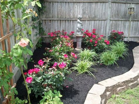 Front Porch Landscaping Ideas, Landscaping With Roses, Porch Landscaping, Rose Garden Design, Budget Garden, Corner Garden, Garden Area, Fence Landscaping, Small Corner