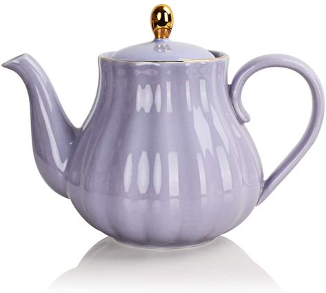 AmazonSmile | SWEEJAR Ceramic Teapot, Tea Pot with Infuser: Teapots Purple Tea, Teapot Ceramic, Border Decoration, Cake Stand Ceramic, Style Royal, Cerámica Ideas, Glass Teapot, Royal Style, Gift Tea