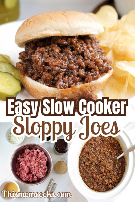 These delicious sloppy Joes are made with a barbeque sauce mixture. Slow Cooker or Skillet instructions included in the recipe! Crockpot Sloppy Joes, Hamburger Bbq, Easy Sloppy Joes, Buffet Recipes, Slow Cooker Dinner Healthy, Crock Pot Sloppy Joes, Foods Dinner, Slow Cooker Sloppy Joes, Sloppy Joes Easy