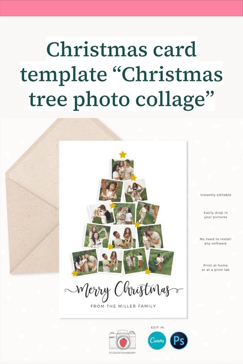 Christmas card template “Christmas tree photo collage” Christmas Photo Collage, Christmas Email, Christmas Tree Photo, Photo Christmas Tree, Photography Marketing Templates, Christmas Tree Box, Christmas Tree Pictures, Christmas Tree Template, Photo Collage Design