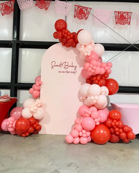 A berry Sweet Baby is on the way🍓 | Instagram Berry First Backdrop, Berry Balloon Garland, Berry First Birthday Balloon Arch, Berry First Birthday Balloons, Berry First Birthday Balloon Garland, Baby Shower Themes Girl February, Strawberry Balloon Arch, Berry Sweet Balloon Garland, Berry Cute Baby Shower Ideas