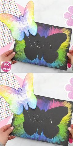 Art Ideas With Construction Paper, Spring Time Art Projects, Spring Paint Crafts For Kids, Arts And Crafts For Grade 1, New Creation Butterfly Craft, Butterfly Art Project Kindergarten, Butterfly Crafts Kids, May Craft Ideas For Kids, Arts And Crafts For Students