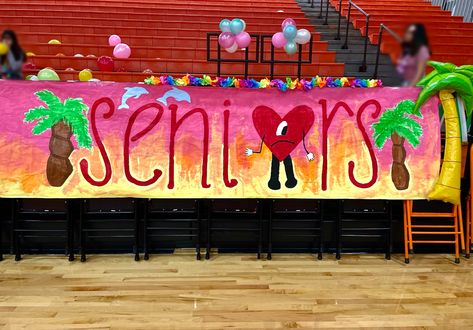 Tropical Pep Rally, Hawaiian Pep Rally Posters, Beach Theme School Spirit, Hawaiian Themed Pep Rally, Aloha Pep Rally, Beach Theme Student Section, Hawaiian Theme Student Section Signs, Class Poster Ideas, School Spirit Ideas Pep Rally