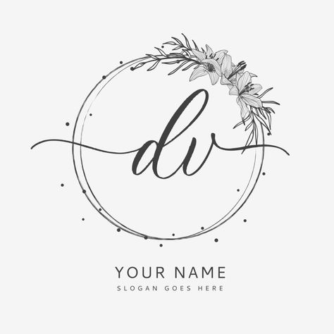 Create A Logo Free, Floral Template, Logo Flower, Elegant Logo Design, Botanical Elements, Hand Drawn Wedding, Wedding Initials, Floral Logo, Elegant Logo