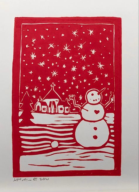 Snowflake Linocut, Holiday Linocut, Music Conservatory, Lino Carving, Blue Notebook, Christmas Card Images, Snowman Snow, Christmas Blocks, Print Christmas Card