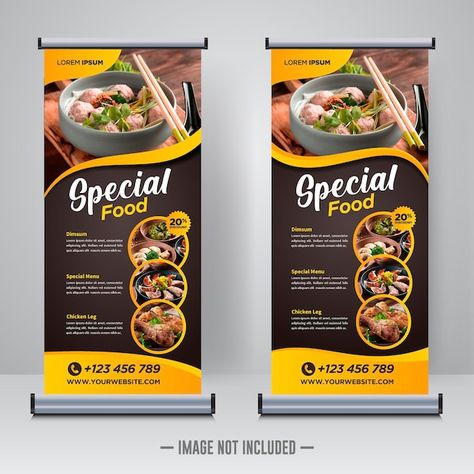 Food Website Design, Rollup Design, Standing Banner Design, Roll Up Banner Design, Rollup Banner Design, Business And Advertising, Standee Design, Food Discount, Roll Up Design