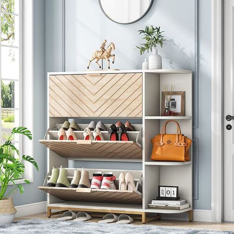 5 Creative and Beautiful Shoe Storage Solutions Beyond the Closet | Redesign Hidden Shoe Rack, Modern Shoe Cabinet, Shoe Cabinet Entryway, Wood Shoe Storage, Entryway Shoe Storage, Wood Shoe, Shoe Storage Solutions, Modern Entryway, Shoe Rack Organization