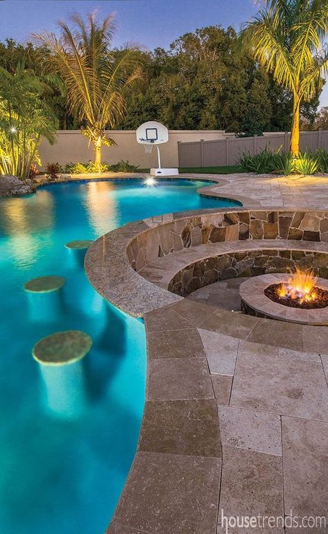 Luxury Pools Backyard, Sunken Fire Pits, Dream Backyard Pool, Luxury Swimming Pools, Backyard Pools, Luxury Pools, Backyard Pool Landscaping, Ideas Backyard, Dream Pools