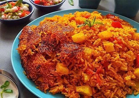 Dami Gojeh Farangi Recipe; Make Delicious Persian Tomato Rice Persian Tomato Rice, Cheesy Chicken Recipes, Iranian Dishes, Meals Without Meat, Persian Rice, Cultural Food, Iftar Recipes, Tomato Rice, Cooking Tomatoes