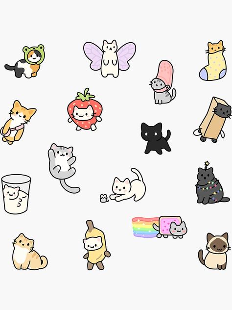 " cute cat memes pack" Sticker for Sale by Daniel .st | Redbubble Draw Stickers Ideas, Funny Cat Drawings Art, Diy Sticker Ideas Aesthetic, Cute Easy Stickers, Cute Stickers Drawings, Cute Sticker Ideas Easy, Cute Things To Print Out, Stickers Packs Printable, Drawings For Stickers