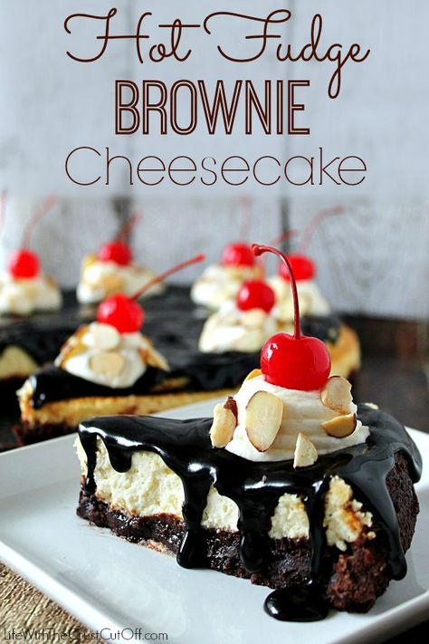 Hot Fudge Brownie Cheesecake Fudge Brownie Cheesecake, Cheesecake Desserts Recipes, Cheesecake Factory Recipes, Brownie Cheesecake, Red Velvet Cheesecake, Fudge Brownie, Cheesecake Brownies, Cheesecake Desserts, Cheesecake Factory