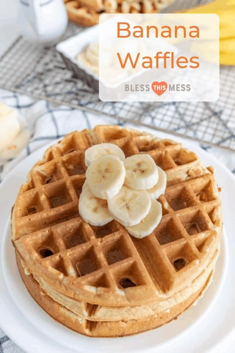 This is the BEST Banana Waffles Recipe for breakfast or brunch! These waffles have the dreamiest crunch-to-softness ratio, and deliver the best flavor of subtle-yet-sweet banana fruitiness. #breakfastrecipe #brunch #bestwaffles #bananawaffles Banana Waffle Recipe, Chocolate Waffle Recipe, Yummy Waffles, Belgian Waffles Recipe, Waffle Iron Recipes, Banana Waffles, Waffle Maker Recipes, Chocolate Waffles, Waffles Recipe