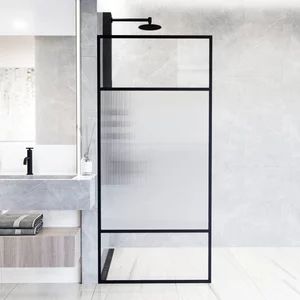 Coastal Shower Doors Shower Screen, Matte Black and Clear - Contemporary - Shower Doors - by Coastal Shower Doors | Houzz Fluted Glass Shower Screen, Shower Screen Door, Glass Shower Screen, Coastal Shower Doors, Glass Shower Wall, Frameless Sliding Doors, Framed Shower Door, Shower Area, Bathtub Doors