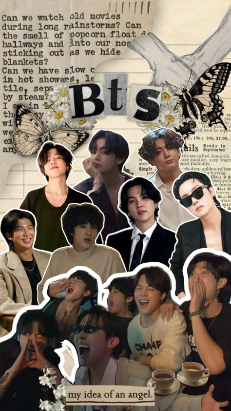 Bangtan Wallpapers Aesthetic, J Hope Wallpaper, Brs X Army Wallpaper, Bts Collage Wallpaper, Kim Taehyung Wallpaper Collage, Yoongi Collage Wallpaper, Taehyung Collage Wallpaper, Bts Bg, Seni Korea