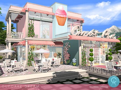 By Pralinesims Found in TSR Category 'Sims 4 Community Lots' Sims Park, Haikyuu X Reader, Sims 4 Restaurant, Beach Color Palettes, Cafe Exterior, The Sims 4 Lots, Bakery Design Interior, Kids Cafe, Casas The Sims 4