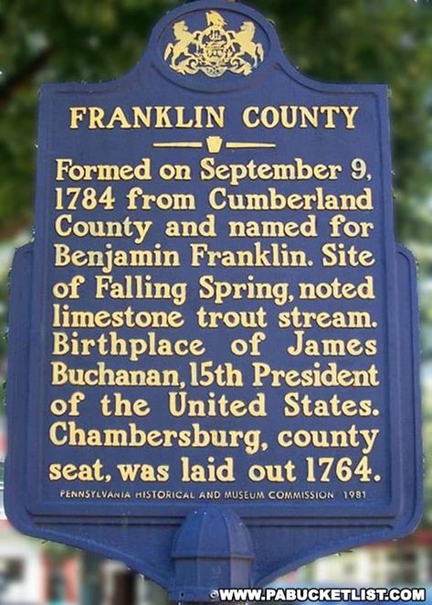 10 Must-See Attractions in Franklin County - PA Bucket List Mercersburg Academy, Battle Of Gettysburg, James Buchanan, Restaurant Names, Franklin County, Entrance Sign, Elephant Figurines, Benjamin Franklin, Covered Bridges