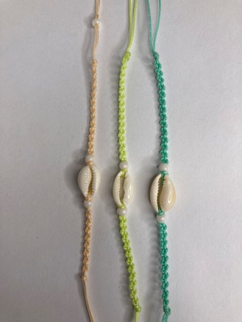 3 macrame bracelets made with real shells and waterproof Jade Thread. Buy it now on etsy! Make Bracelets, Thread Bracelets, Macrame Bracelets, Lancaster, Bracelet Making, Sell On Etsy, Macrame, United Kingdom, Jade