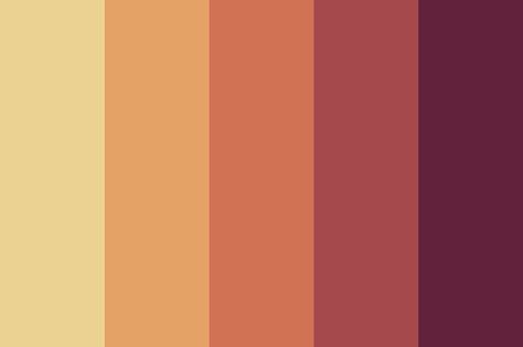 Amber Safety - Submitted by Zedetta​  #ecd292 #e5a267 #d27254 #a5494d #63223c Flat Color Palette, Create Color Palette, Cool Color Palette, Color Palette Challenge, Color Schemes Colour Palettes, Palette Art, Paint Color Palettes, Pony Town, Fall Color Palette