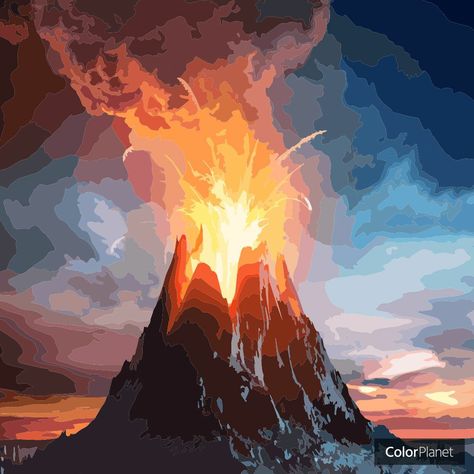 Coloring eruption volcano pictures with game oil painting colorplanet Volcano Drawing, Volcano Pictures, Oil Painting App, Erupting Volcano, Hawaiian Art, Starry Nights, Pretty Pics, Scene Design, Mystical Art