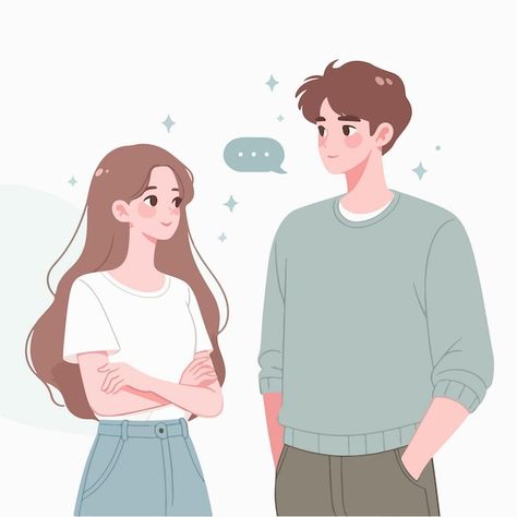 Talking Person Drawing, Two Person Talking Drawing, People Talking Drawing, 2 People Talking Drawing, First Meet Couple Cartoon, Connecting People Illustration, People Talking Illustration, Couple Talking Illustration, Couple Vector Illustration