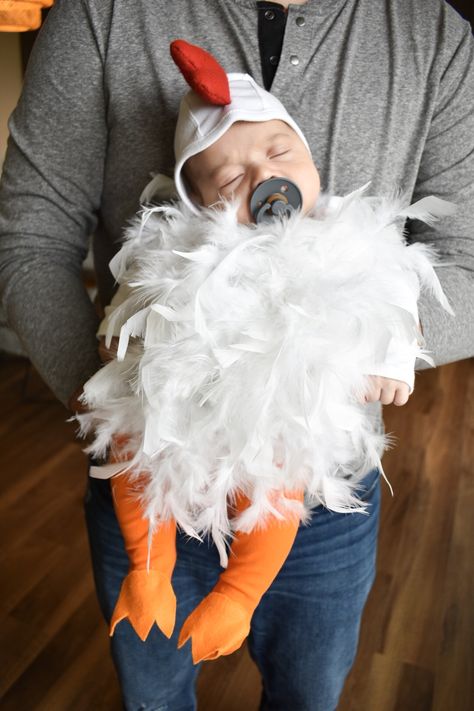 Newborn Chicken Costume, Infant Chicken Costume Diy, Baby Chicken Nugget Costume, Infant Chicken Costume, Diy Infant Cow Costume, Chicken Farmer Costume, Mother Hen Costume, Diy Baby Chicken Costume, Family Chicken Costume