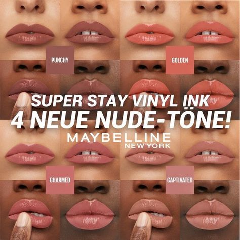 Maybelline New York DE on Instagram: "Vinyl Ink Nude Shock" Maybelline Vinyl Ink Awestruck, Maybelline Vinyl Ink Charmed, Maybelline Vinyl Ink Captivated, Maybelline Vinyl Ink Swatches, Maybelline Vinyl Ink, Maybelline Matte Ink, Superstay Maybelline, Perfect Lipstick Shade, Nude Lipstick Shades