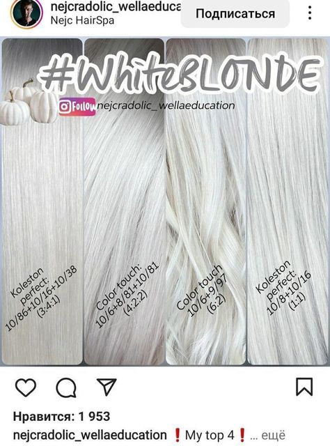 White Blonde Toner Formula, Icy Blonde Toner Formula Wella, White Toner Formulas, Hair Color Formulas Blonde, Icy Blonde Formula, White Hair Tutorial, Silver Hair Color Formula, Icy Platinum Blonde Hair, Toner For Blonde Hair